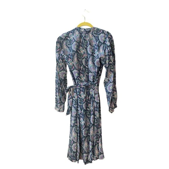 NWT A.P.C. Dress Women's Blue Paisley Print Belted Shirtdress Size 40 Medium - Picture 8 of 12